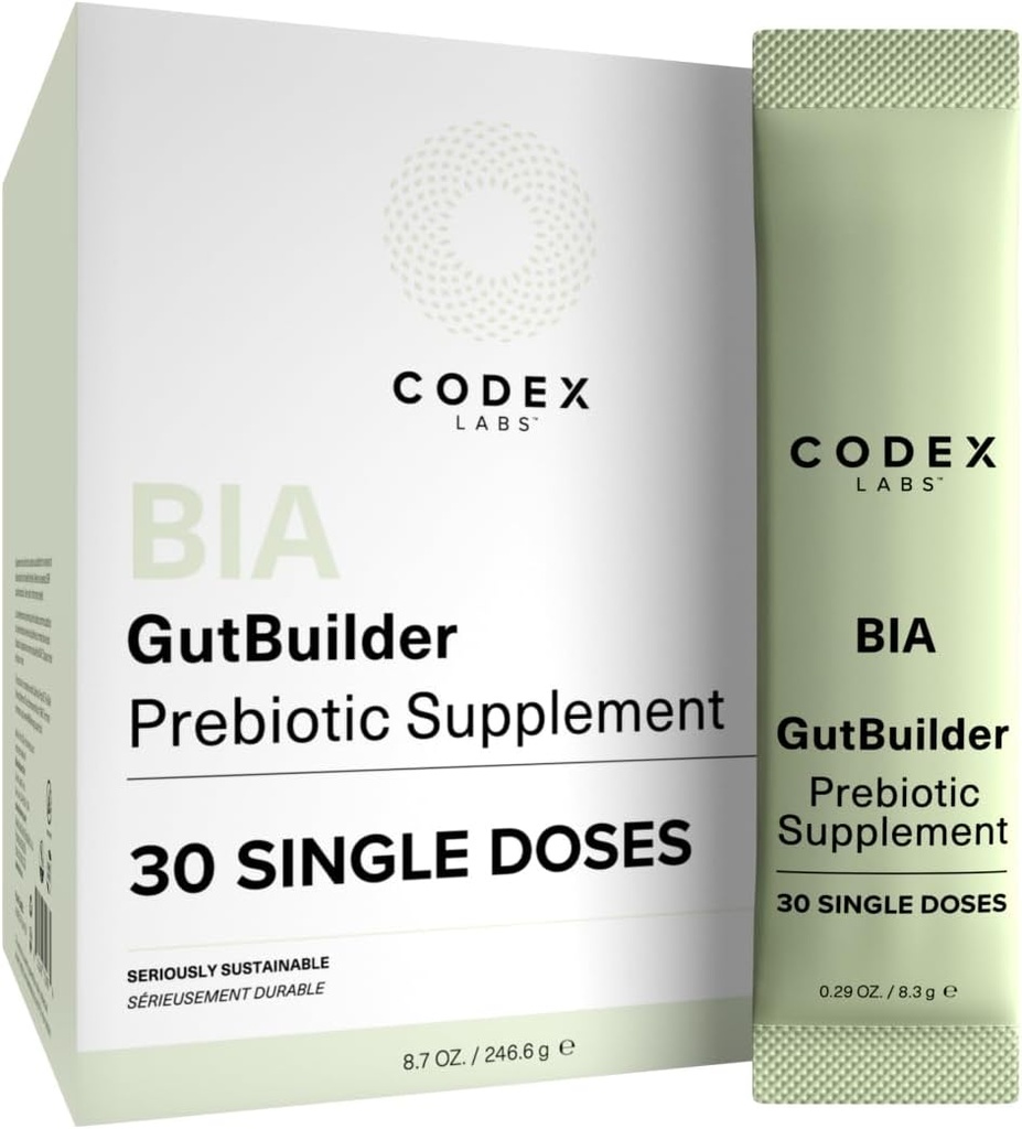 Prebiotika för Digestive Health & Immune System Support - Dietary Fibers, Antioxidanter & Superfoods för Gut Barrier Strength & Gut Microbiome Balance | 30-Day Supply | Codex Labs BIA GutBuilder