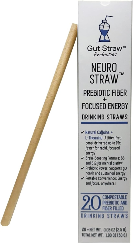 Neuro Straw av Gut Straw - Naturkoffein, L-Theanin, B Vitaminer & Prebiotisk Fiber i en miljövänlig strå