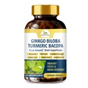 Organic Veda Ginkgo Biloba Turmeric Bacopa Brain Supplement för minne, humör och fokus med Ashwagandha - Koncentration, energi och hjärnbooster, hälsosamma gemensamma och cirkulationssupport - 60 Vegan Capsule