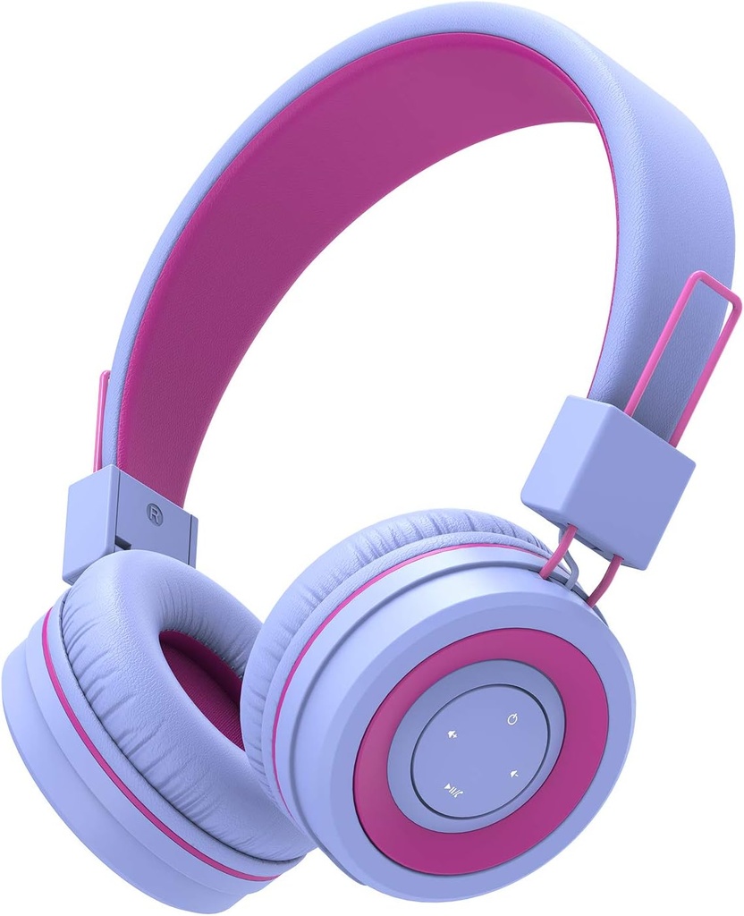 iClever BTH02 Kids Bluetooth-hörlurar, 93H Playtime, Foldable, Adjustable Headband, Bluetooth 5.4, Kids Wireless-hörlurar med mikrofon för IPad/Tablet/School/Travel, Purple