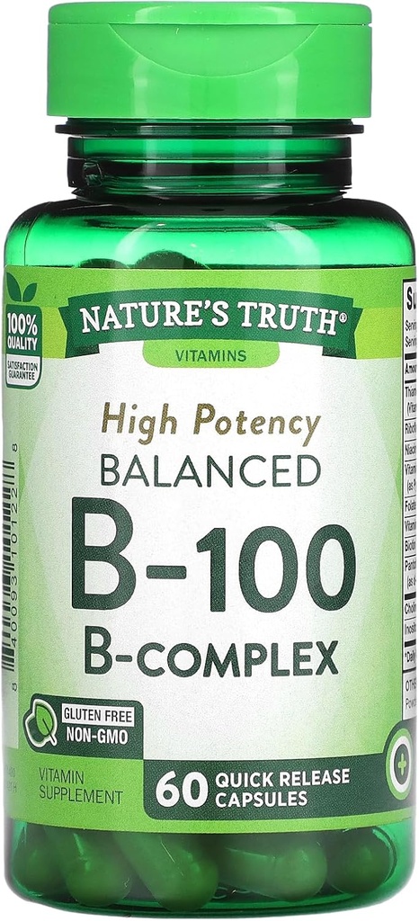 Naturens sanna höga styrka balanserad B-100 B-komplex, 60 greve (Pack of 3)