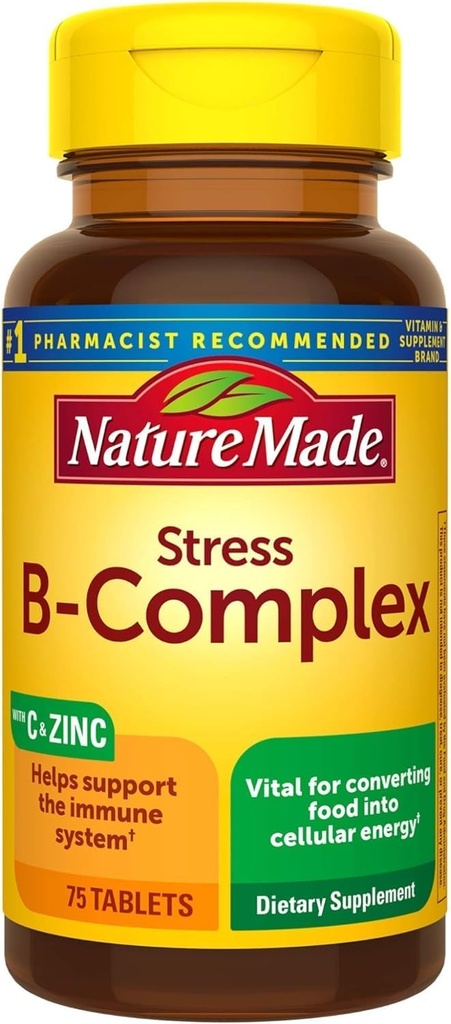 Stress B-Complex med vitamin C och Zink tabletter, 75 greve