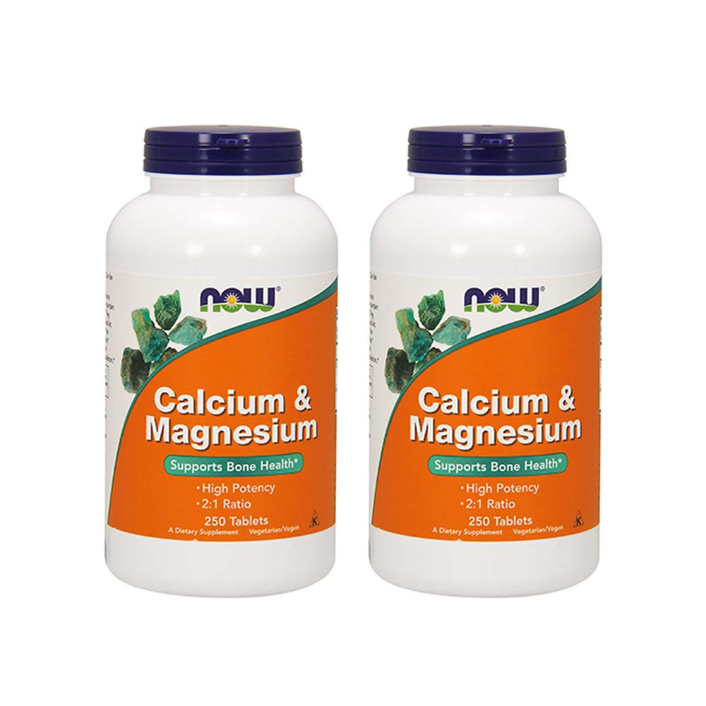 Now Foods Calcium & Magnesium, 250 Tablets (Pack of 2)
