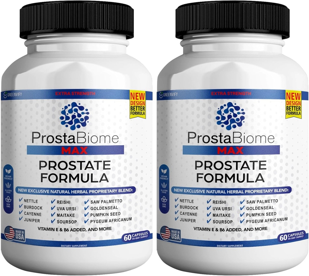 ProstaBiome Max Prostate Support Formel, Natural Herbal Blend med Saw Palmetto, 60 kapslar, 30-dagars leverans (2)