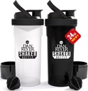 DAN RIVER 2-Pack Shaker Bottle | 24oz Plastic Protein Shaker & Mixer | Twist & Lock Design för Smoothies & Protein Mixes | Durable, Leak-Proof, Lätt att rengöra | Clear & Black Shaker Bottles för gym