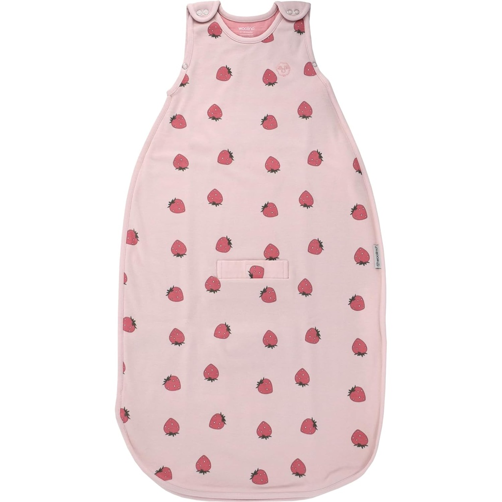 Woolino Merino Wool och Organic Cotton Ultimate Baby Sleep Sack - 4 Season Baby Wearable Blanket - Two-Way Zipper Justerable Sleeping Bag - Universal Size (2-24 månader) - Strawberry