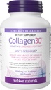Webber Naturals Collagen30 Anti-Wrinkle, 2 500mg Bioactive Collagen Peptides Per Servering, 180 tabletter, hjälper till att minska djupa rynkor, fina linjer och stimulerar hudceller, icke GMO, Dairy & Gluten Free