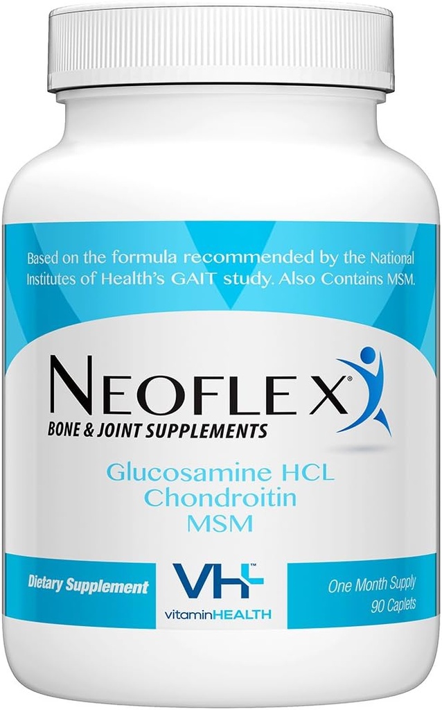 Neoflex Bone & Joint Health Supplement, MSM, Glucosamine och Chondroitin Triple Strength Formel,90 Caplets