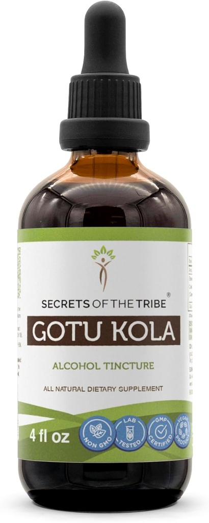 Hemligheter i Tribe Gotu Kola Tincture Alcohol Liquid Extract, Gotu Kola (Centella Asiatica) Torkade Herb (4 FL OZ)