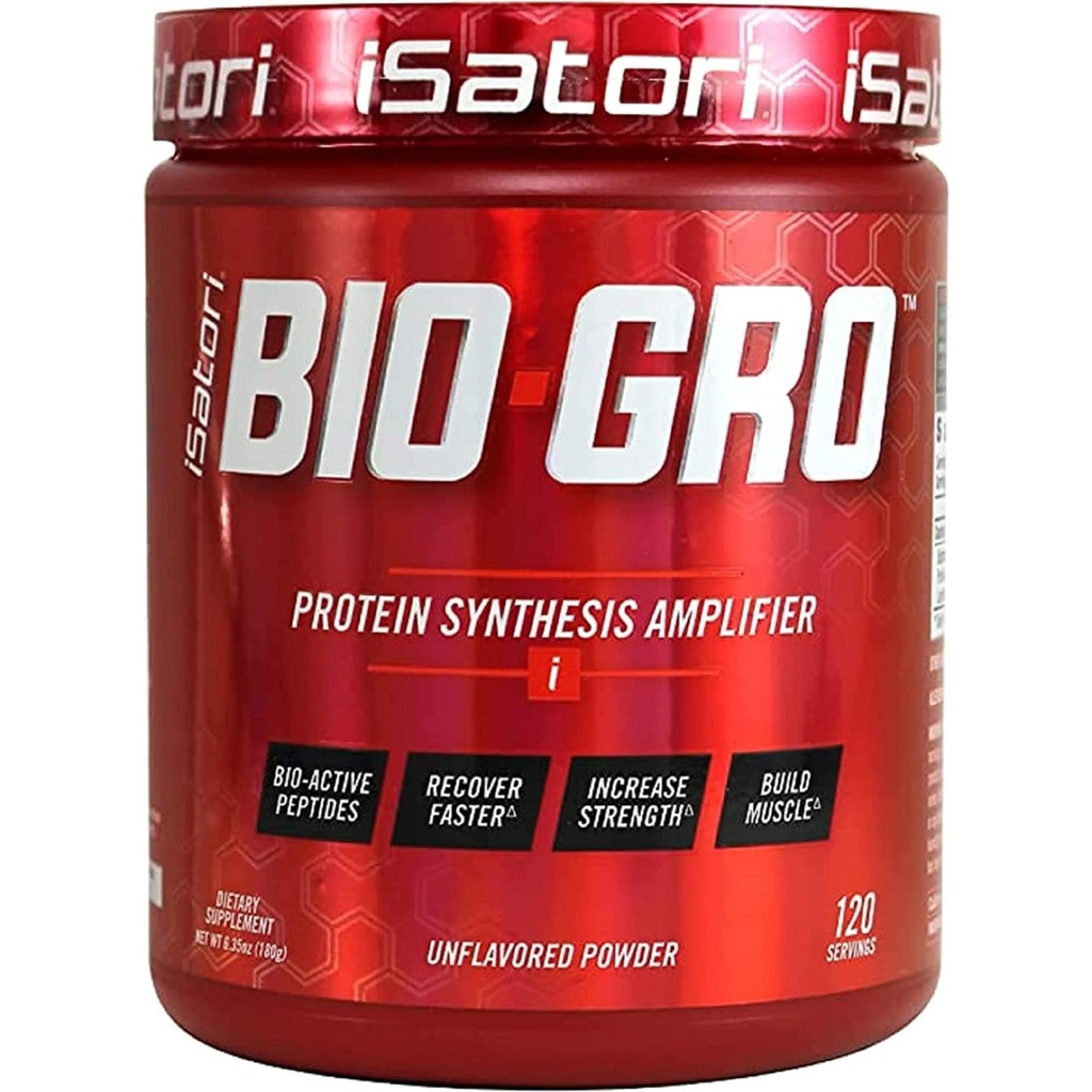 iSatori BIO-GRO Protein Synthesis Amplifier, för Muscle Recovery & Growth, Enhanced Stimulant Free Pre-Workout & Colostrum Supplement med Bio-Active Peptides-Obsmakad (120 portioner)