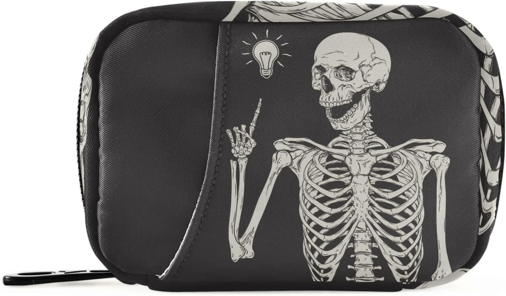 Human Skeleton Pill Box 7 Day Pill Case Travel Pill Organizer Bag med Zipper Portable Weekly Case Compact Size för vitamin Supplement Holder