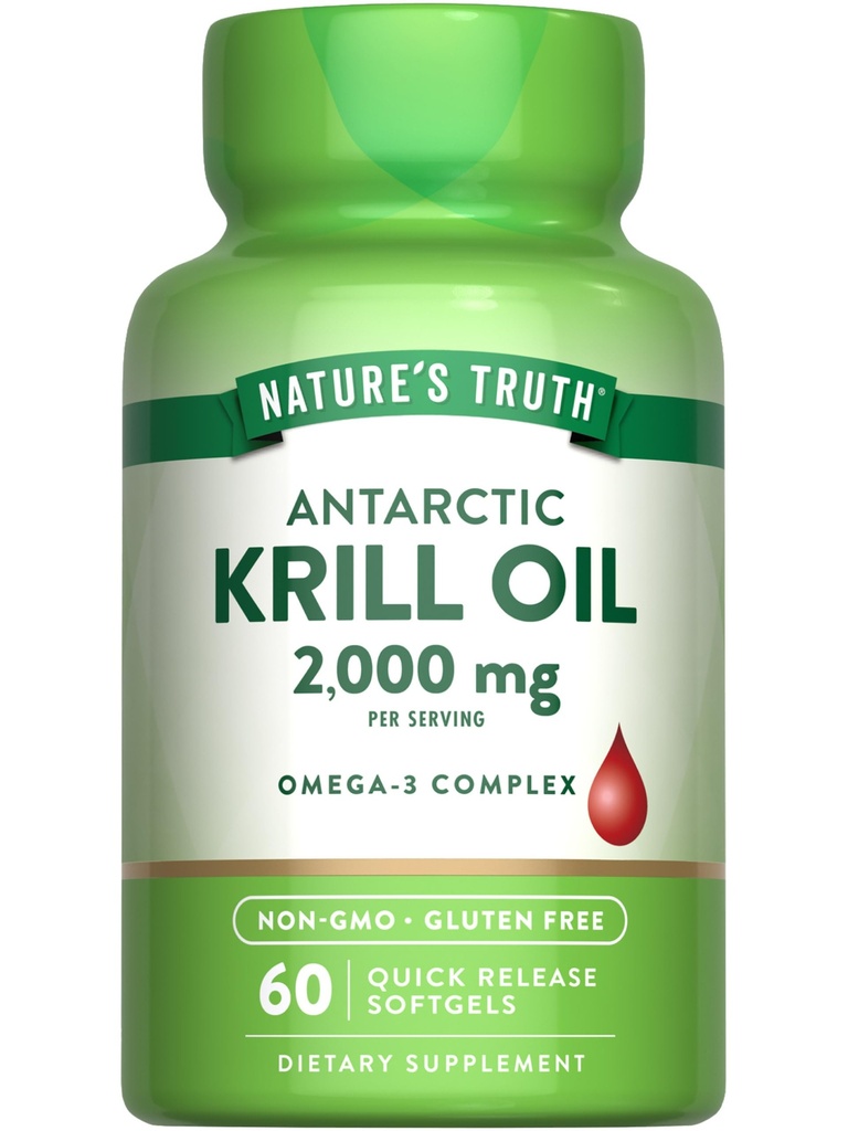 Naturens sanning Antarktis Krill Oil 2000mg Softgels | 60 greve | Omega-3 med EPA & DHA | Non-GMO & Gluten Free Supplement