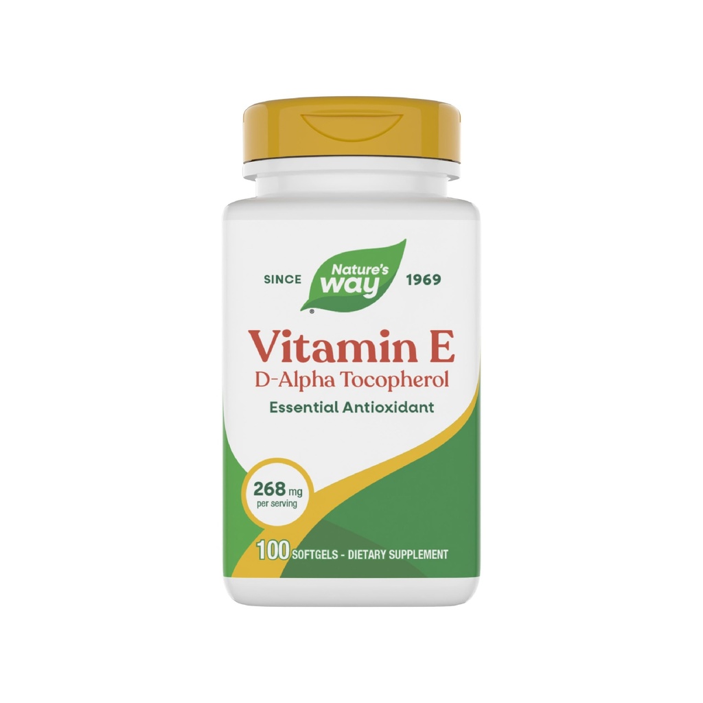 Naturens sätt vitamin E D-Alpha Tocopherol - 268 mg per portion - Antioxidant - Essential Nutrient för hjärtmuskelceller * - Glutenfri - 100 Softgels