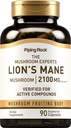Piping Rock Lions Mane Supplement Capsules | 2100mg | 90 greve | Mushroom Fruiting Body Extract för män och kvinnor | Hericium Erinaceus | Vegetarisk, icke-GMO, Gluten Free