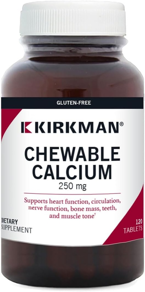 Kirkman - Calcium 250mg med vitamin D3-120 tabletter - väsentliga mineraler - hjälper till att upprätthålla starka ben - Hypoallergenic