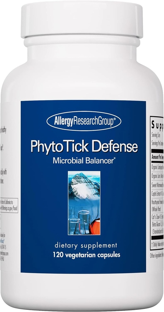 Allergy Research Group Phyto Tick Defense Supplement - Mushroom Complex, Mushroom Extract Powder i Convenient Capsules, Nootropic med Lions Mane, Cordyceps, Beta Glucans - 120 vegetariska kapslar