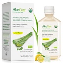 AloeCure USDA Organic Aloe Vera Juice Lemon Flavor - Tillverkad inom 12 timmar av skörd - Naturligt matsmältningstillskott för balanserad magsyra - Stöd Digestive and Immune Health - 1 Btl x 16.7oz