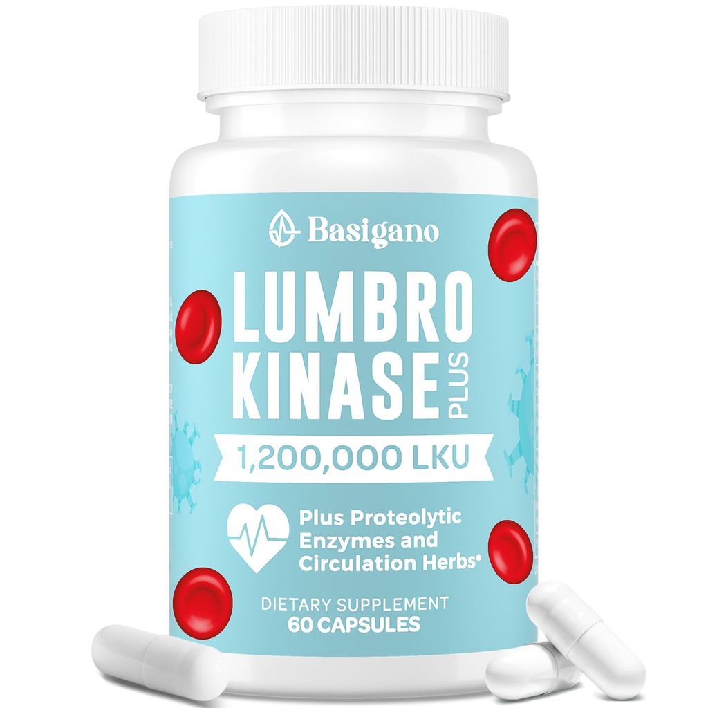 Lumbrokinase Supplement, 1,2 miljoner LKU - 120mg Capsules, Potent Nattokinase Alternative med Proteolytiska Enzymer och Herbal Blend