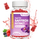Saffron Gummies, 10 i 1 Saffron Supplements Gummies med Magnesium, Ashwagandha & Rhodiola Rosea, Sugar Free Vegan Mixed Berry Flavor - 60Cts