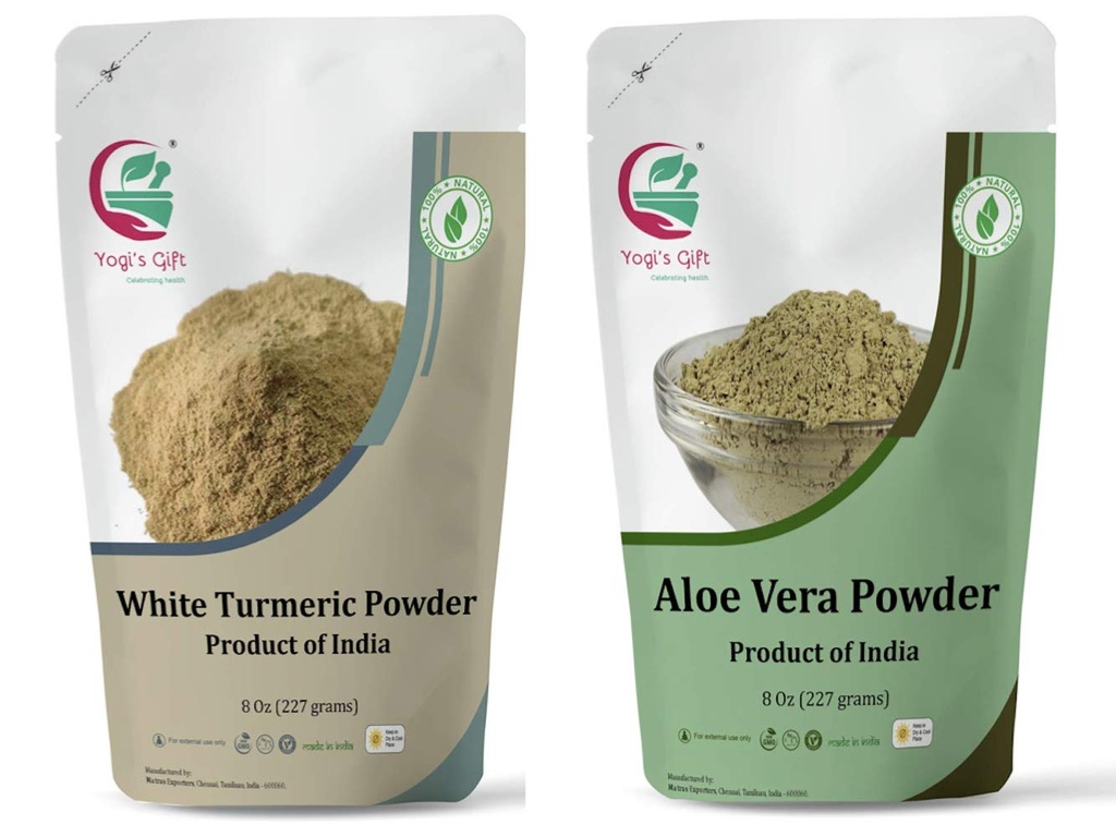 Multipack | Vit gurkmeja pulver + Aloe vera pulver bunt | 8 uns varje