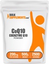 BulkSupplements.com Coenzyme Q10 Powder - Coenzyme Q10 200mg Supplement, Nutritional Supplement - Gluten Free, 200mg per Servering, 500g (1.1 lbs) (Pack av 1)