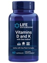 Life Extension Vitamins D och K med Sea-Iodine, vitamin D3, Vitamin K1 och K2, jod, stöder immun, ben, arteriell och sköldkörtelhälsa, icke-GMO, glutenfri, 60 kapslar