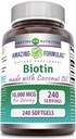 Fantastiska formler Biotin med extra jungfru organisk kokosolja tillskott | 10000 Mcg | Softgels | Non-GMO | Glutenfri | Made in USA (1 Pack, 240 Count)