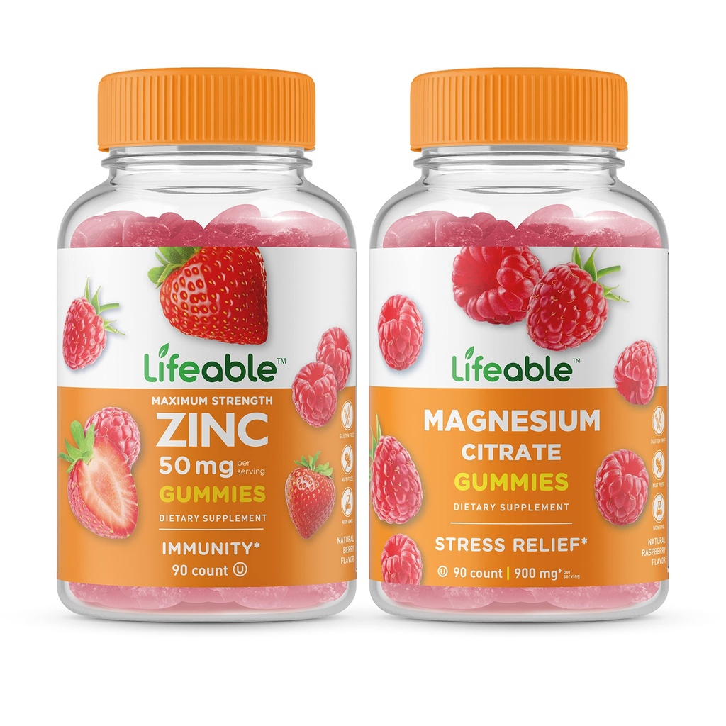 Livlig Zink 50mg + Magnesium, Gummies Bundle - Great Tasting, Vitamin Supplement, Gluten Free, GMO Free, Chewable Gummy
