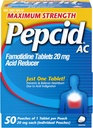 Pepcid AC Maximum Strength Heartburn Relief Tablets, OTC Medicine Prevents & Relieves Heartburn & Acid Reflux Due to Acid Indigestion, 20mg Famotidine Acid Reducer, Fast-Acting, 1 x 50 ct