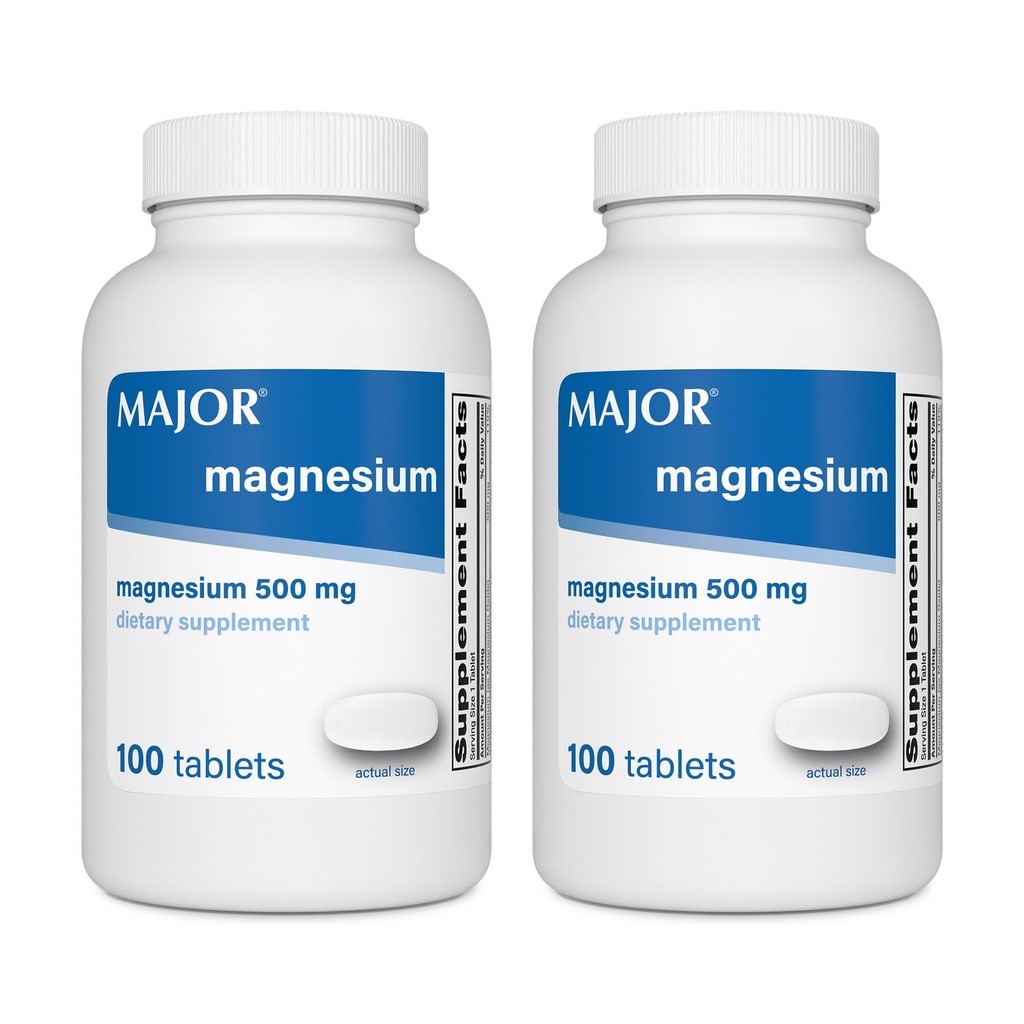 Major Magnesium 500mg - Magnesium Oxide tabletter - Kosttillskott - 100 greve (2 Pack)