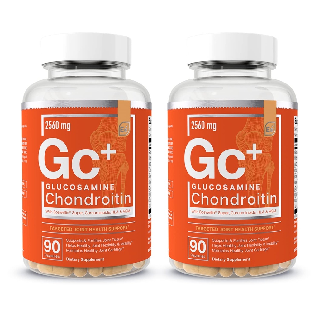 Essentiella element Glukosamin Chondroitin MSM Boswellia Serrata Hyaluronic Acid Supplement Joint Support Antioxidant Supplement för flexibilitet - 180 kapslar (2-Pack)