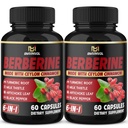 (2 Packs) Berberine Supplement Plus Ceylon Cinnamon, gurkmeja, Artichoke, mjölk Thistle, Black Pepper - 120 kapslar - 4 månaders leverans