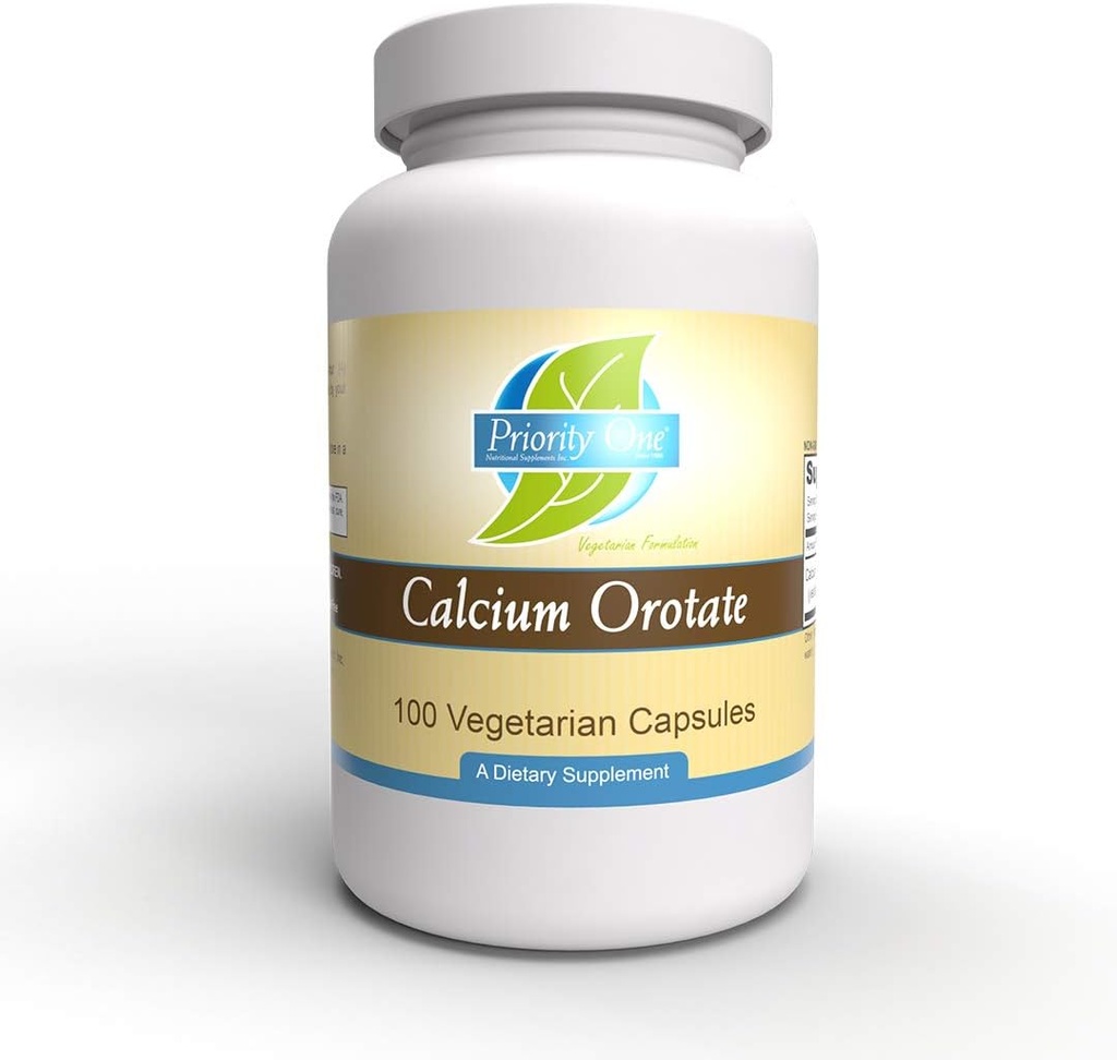 Prioritet ett vitaminer - Calcium Orotate -100 vegetariska kapslar - Kalciumtillskott för starka ben *