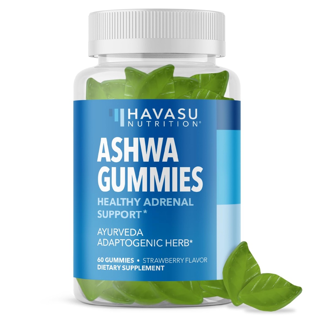 Ashwagandha Gummies för stress och humörstöd - Vegan, icke-GMO-tillägg för lugn och avkoppling - Withania Somnifera för förbättrad sömnkvalitet och känslomässig balans - 1-månaders leverans, jordgubbsmak