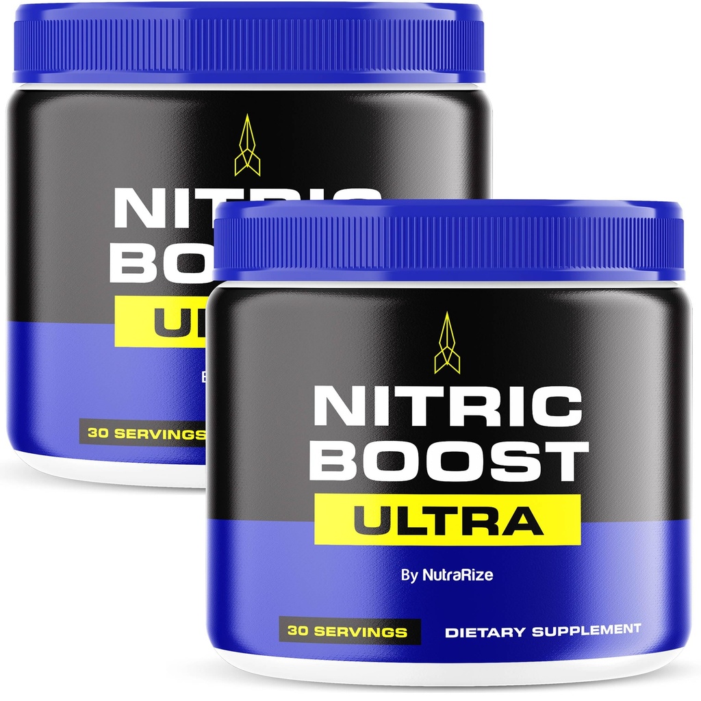 NutraRize (Pack of 2 Nitric Boost Ultra - Premium Daily Powder Blend i en jar, gjord för att hjälpa till att upprätthålla energi, stödja naturlig cirkulation och hålla dig igång, officiella recensioner (60 portioner)