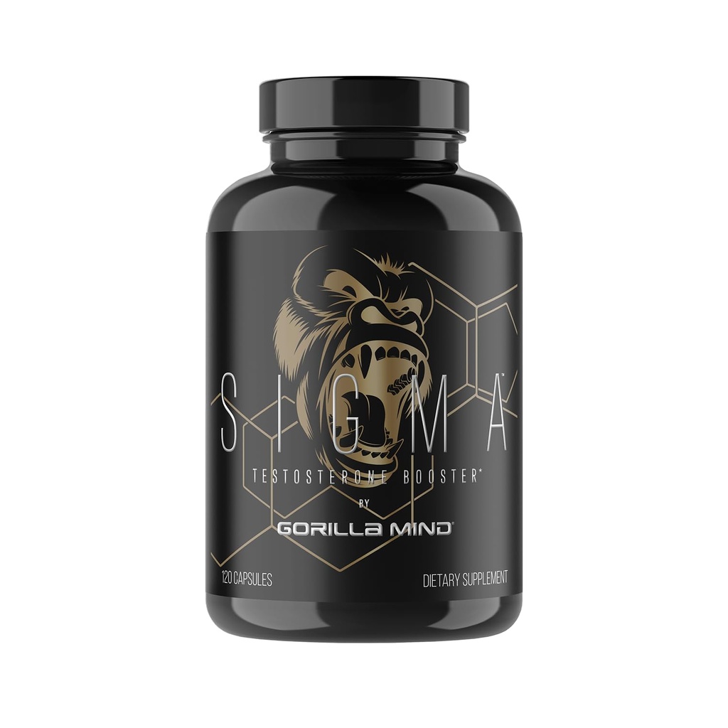 Gorilla Mind Sigma Testosteron Booster - Tillverkad med Tongkat Ali och Fadogia Agrestis Extract för att stödja högre testosteronnivå (120 kapslar)