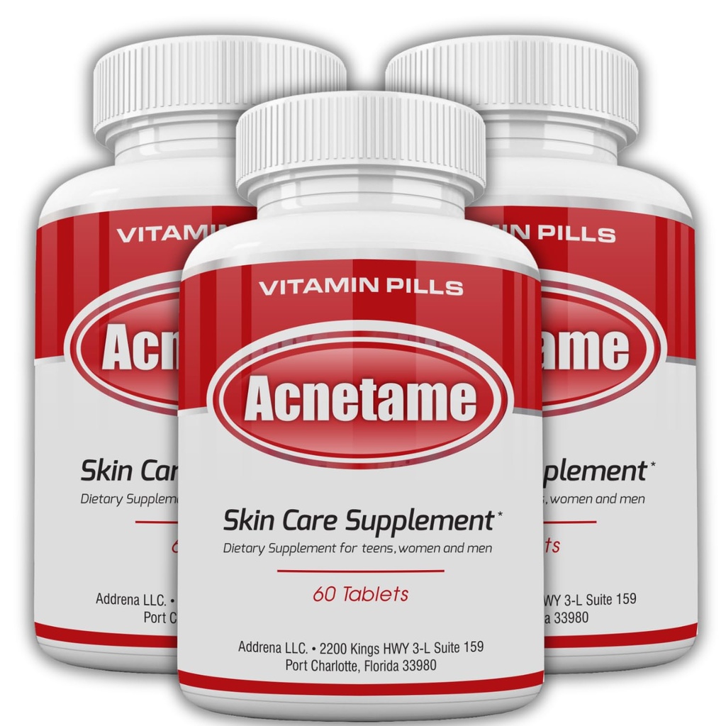 3 Pack-Vitamin Supplements för Acne Behandling- Hormonal Pimple tabletter för att rensa Oily Skin för kvinnor, män, tonåringar och vuxna