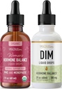 Flytande DIM Supplement & Herbal Hormone Balance Tincture | Hormon Balancing Bundle med 100mg DIM (25 portioner) och PMS Menopause & Menstrual Support Liquid med Black Cohosh (60 portioner)
