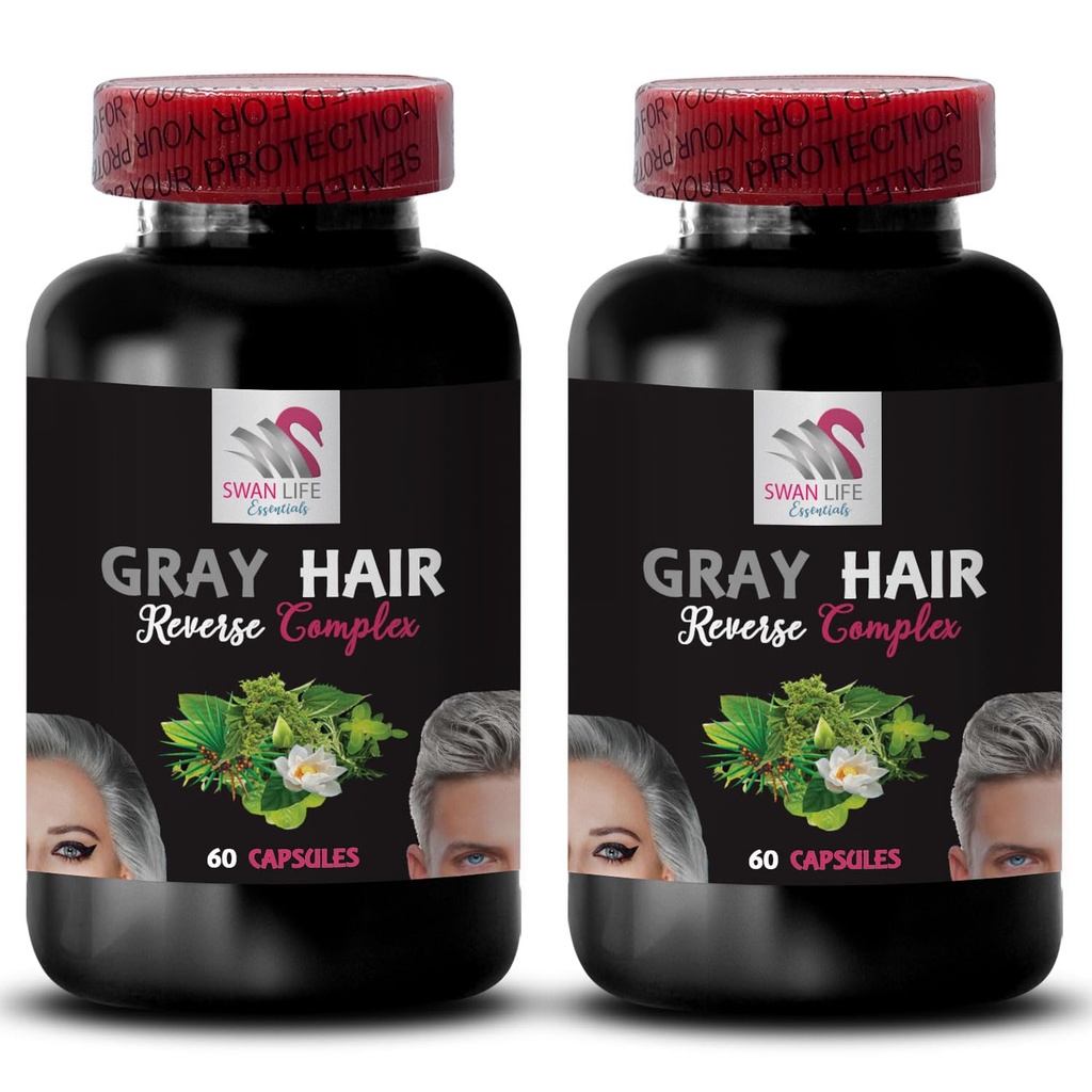 Hår revitalizer - GRAY HAIR REVERSE - Färgförstärkning, Radiant hår, hår skugga väckelse, hårtransformation, glansigt hår, ungdomligt utseende, Rich hårfärg, Hår skina, Färsk hårfärg 2Bot 120Caps