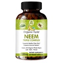 Organiska Veda Neem Capsules med Triple Complex Neem Leaf Extract, Bark & Flower - Herbal Supplement Boosts Immunity, Förbättrar Digestion, Hudhälsa & Support Rengöring - 60 Räkna