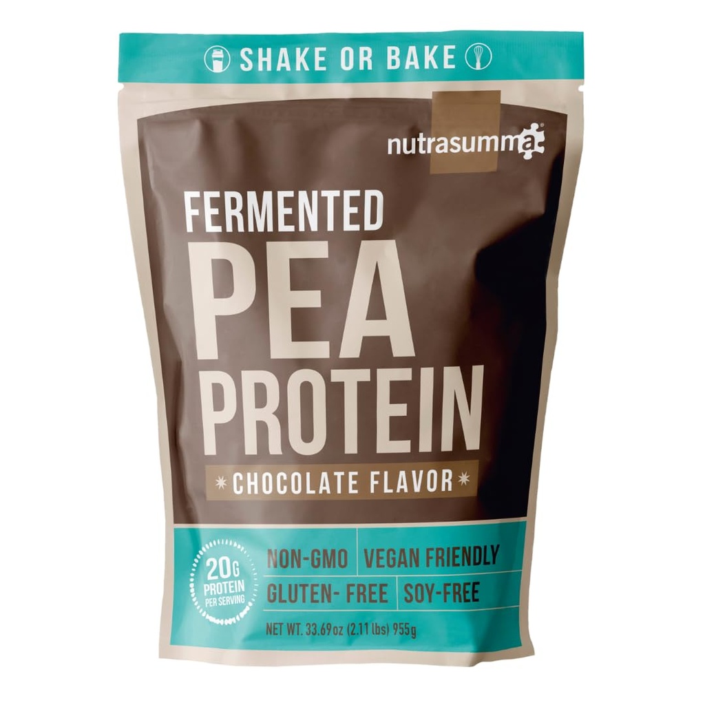 Nutrasumma Pea Protein Powder, Vegan Chocolate Flavor, 100% Plant Based, No Artificial Sweeteners, Non GMO, Gluten Free & Soy Free, 2,11 LB