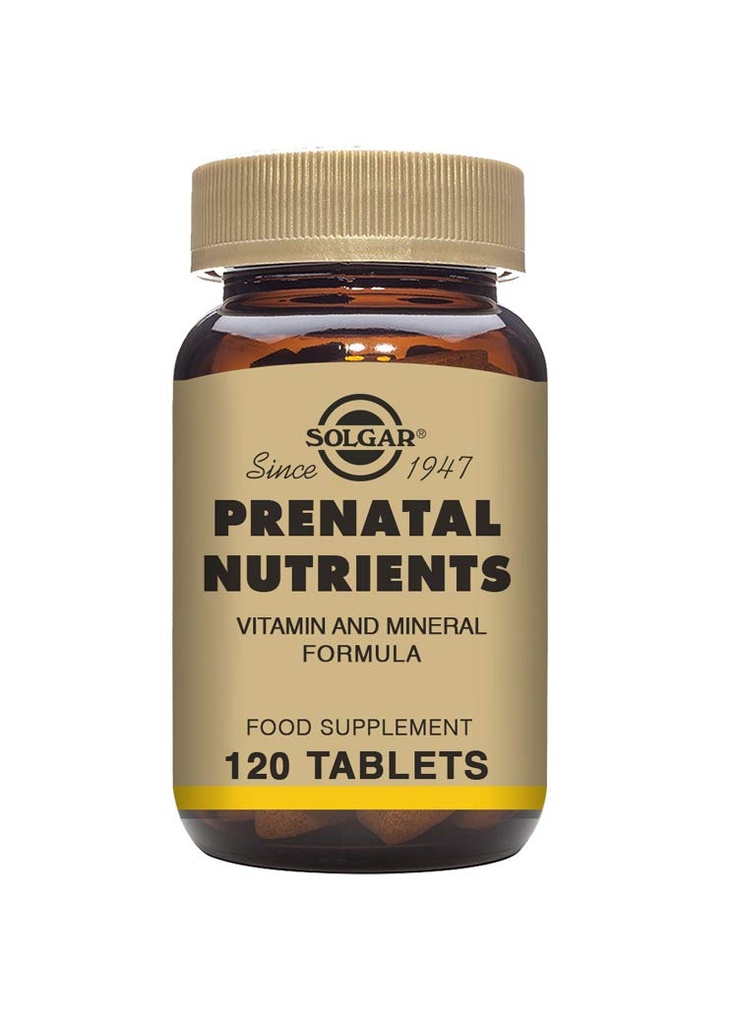Solgar Prenatal Nutrients - 120 tabletter - Multivitamin & Mineral Formel för gravida och aktande kvinnor - Vegan, Kosher & Gluten Free - 30 portioner