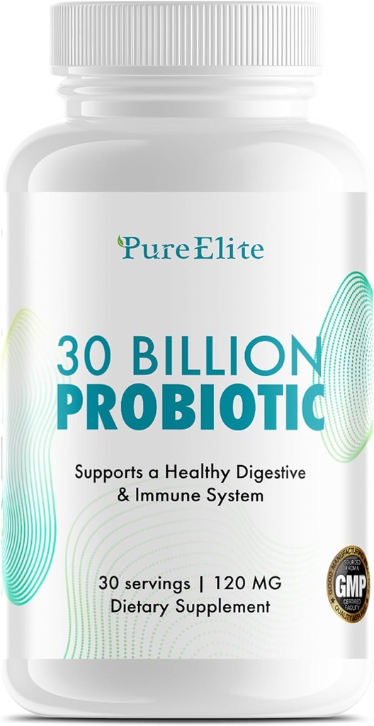 Gut Probiotic 30 Billion CFU med DE111® & 10 Strains - High Potency Probiotic Supplement för Digestive Health, Immune System Support, Förbättrad näringsabsorption - Non-GMO, 30 Vegetariska kapslar