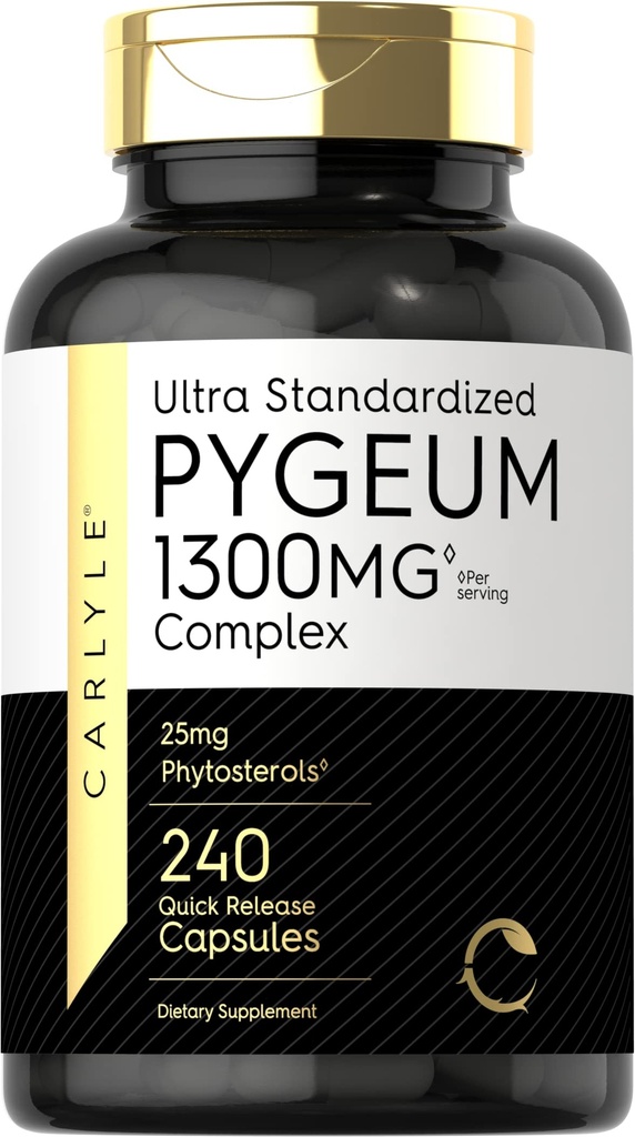Carlyle Pygeum Supplement 1300mg | 240 kapslar | Non-GMO, Gluten Free | Africanum Bark Extract Supplement