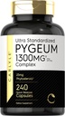 Carlyle Pygeum Supplement 1300mg | 240 kapslar | Non-GMO, Gluten Free | Africanum Bark Extract Supplement