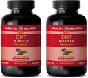 Hårtillväxt hår vitaminer utan biotin - DHT Blocker Hair Complex - för män och kvinnor - Stöd Hälsosam hårväxt - Saw Palmetto Extract Capsules - 2 flaskor 120 belagda tabletter