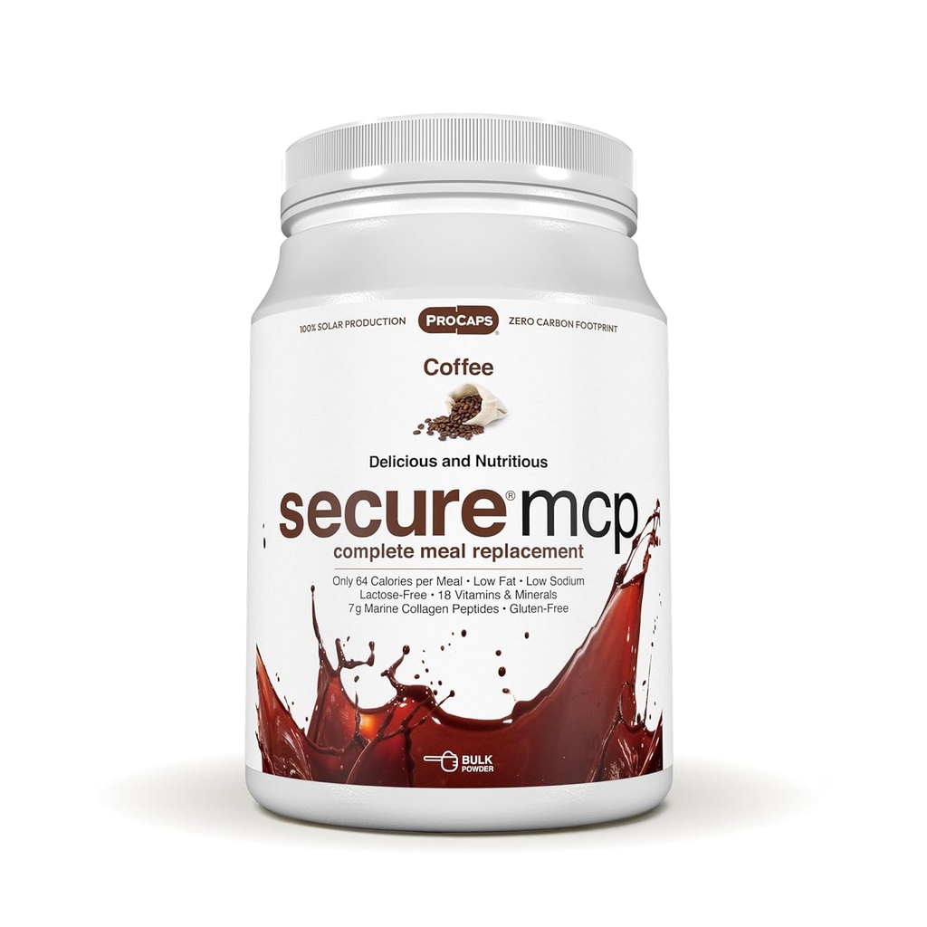 ANDREW LESSMAN Secure MCP Complete Meal Replacement - Kaffe 10 portioner - Endast 64 kalorier, låg fetthalt, 7 gram Marine Collagen Peptides, främjar strålande smutsig hud, bekväma gemensamma