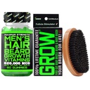 Beard Growth Kit w/620,000mcg 14-i-1 BIOTIN Gummies/Beard Growth Vitamins & Hair Growth Vitamins för Män + 100% livstidsersättning Första Cut Boar Bristle Brush & 360 Wave Brush för Män