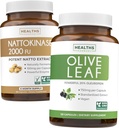Nattokinase & Olive Leaf (6-Month Supply) Flow & Wellness Mix - Nattokinase 2000 FU Powerful Naturally Fermented Soybeans (6-Month Supply) & Olive Leaf Extract Super Strength with 20% Oleuropein