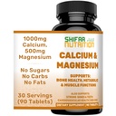 SHIFAA NUTRITION Halal Calcium Magnesium Supplement w/Vitamin D3 | Kalcium 1000 mg, Magnesium 500mg | 30 portioner, icke-GMO | Struktur och benstyrka, tänder, kardiovaskulär och muskelstöd
